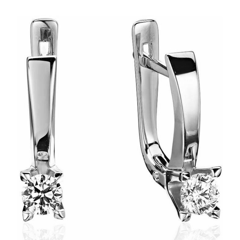 Серьги из платины 585 пробы с фианитами 01С1915779-585