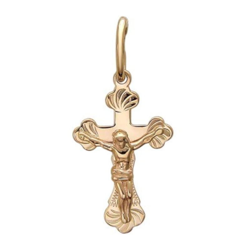 Крест нательный из красного золота 585 пробы без вставок 01Р710589