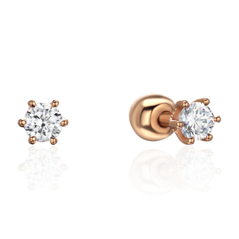 Серьга Одиночная из красного золота 585 пробы с фианитом 01С1115118