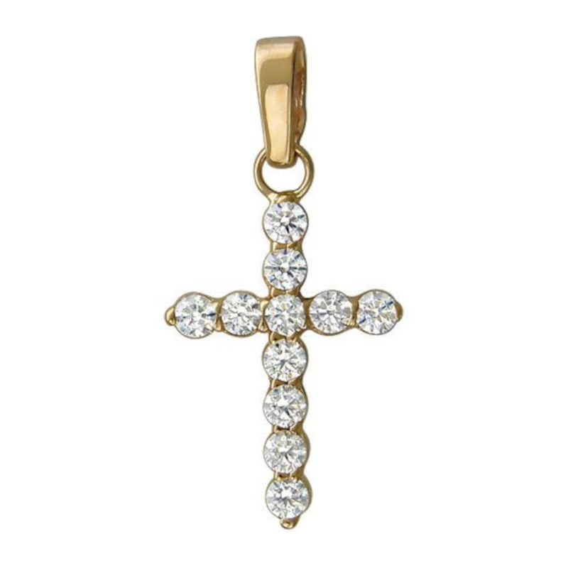 Крест из красного золота 585 пробы с фианитами 01Р110780