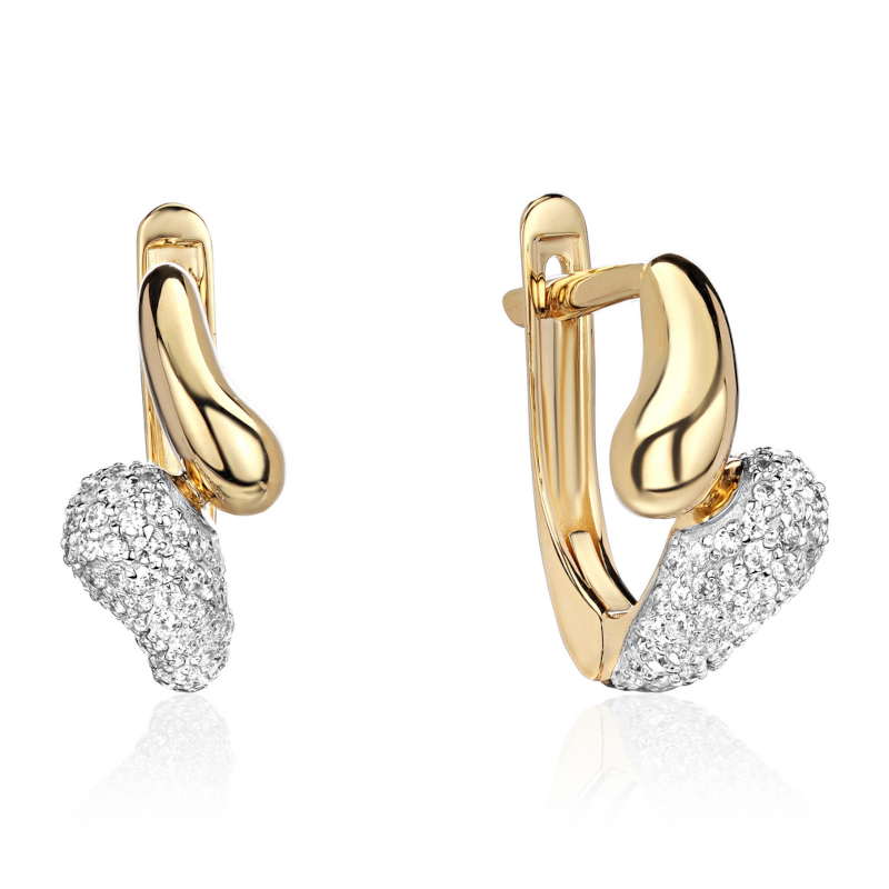 Серьги из желтого золота 585 пробы с фианитами 01С1315644Р
