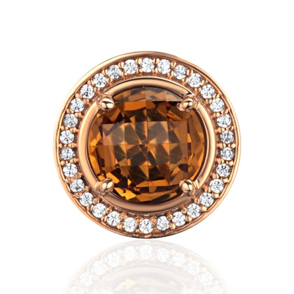 Подвеска из красного золота 585 пробы с кварцем и фианитами 01П3115407-2