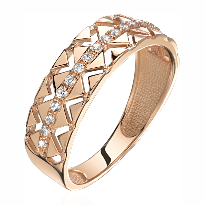 Кольцо из красного золота 585 пробы с фианитами 01К1114587Р