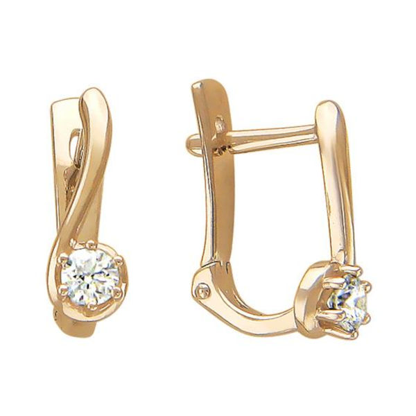 Серьги из красного золота 585 пробы с фианитами 01С116835