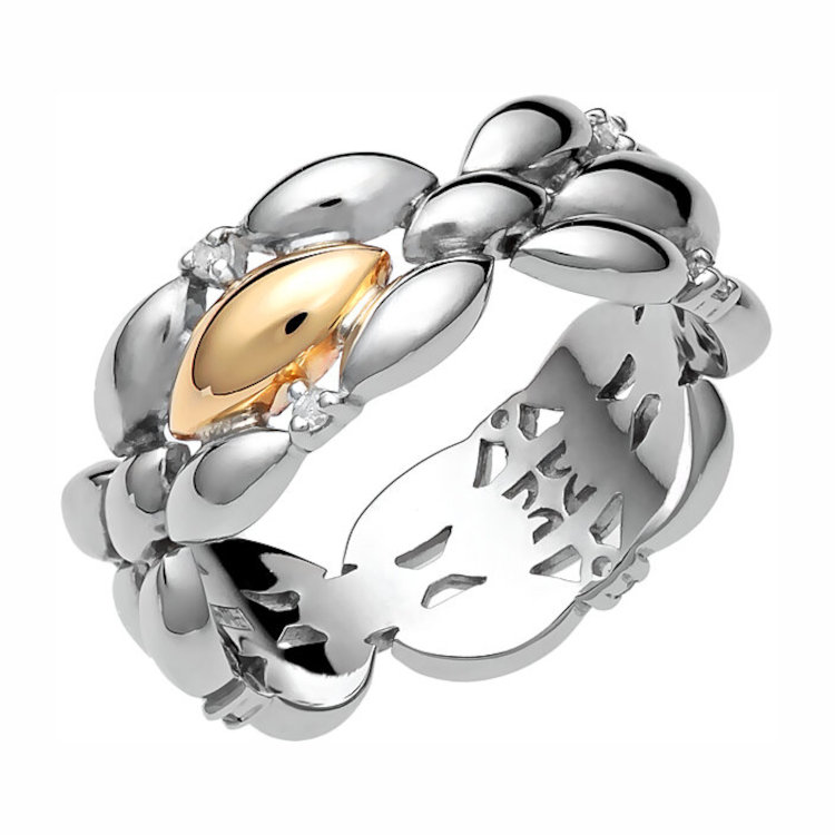 Кольцо из серебра 925 пробы с топазами и золотом 01К358235А