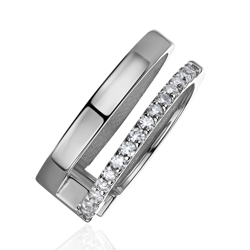 Серьга Одиночная из белого золота 585 пробы с бриллиантами 01С6216924-17