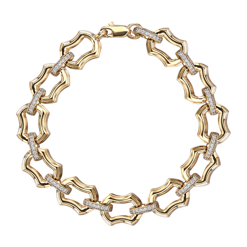 Браслет из желтого золота 585 пробы с фианитами 01Б133478Р