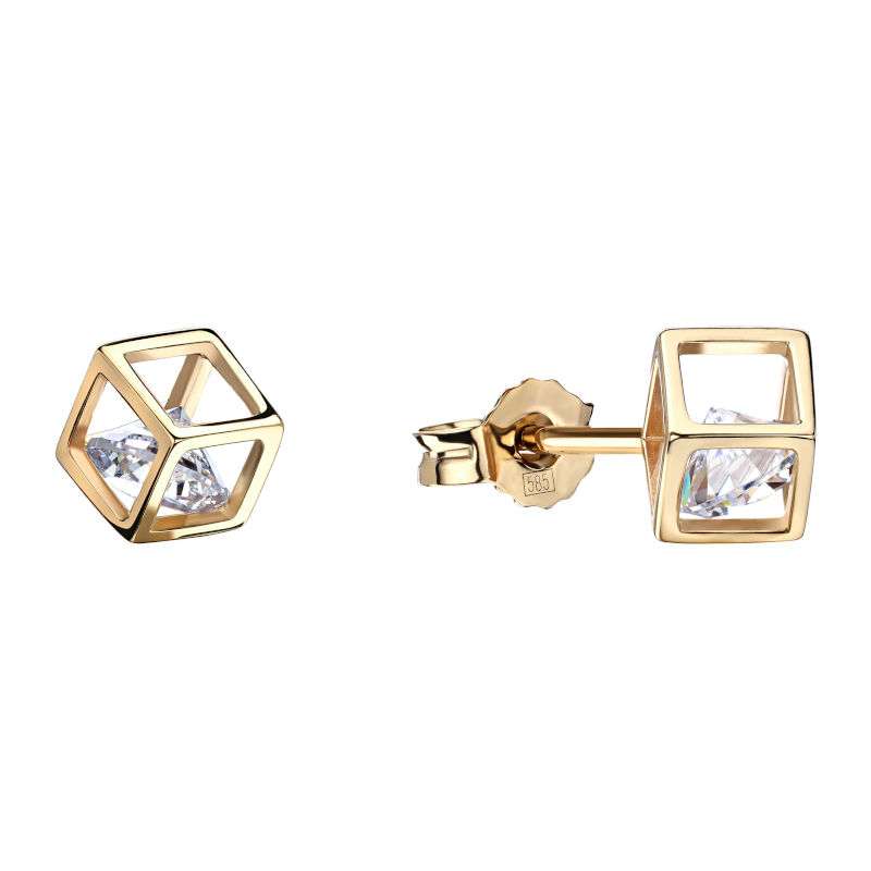 Серьги из желтого золота 585 пробы с фианитами 01С1313661