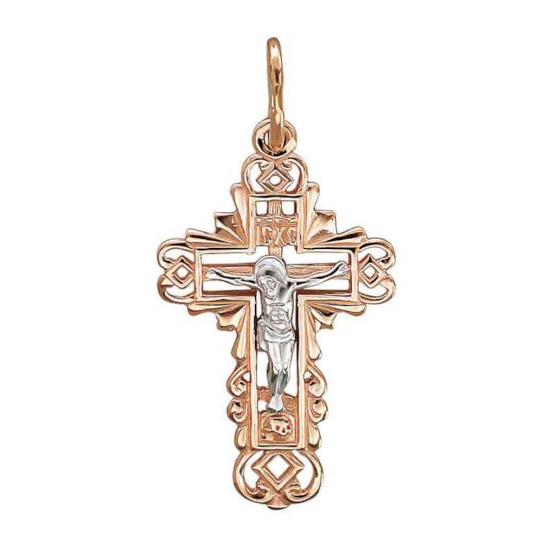 Крест нательный из красного золота 585 пробы без вставок 01Р010824