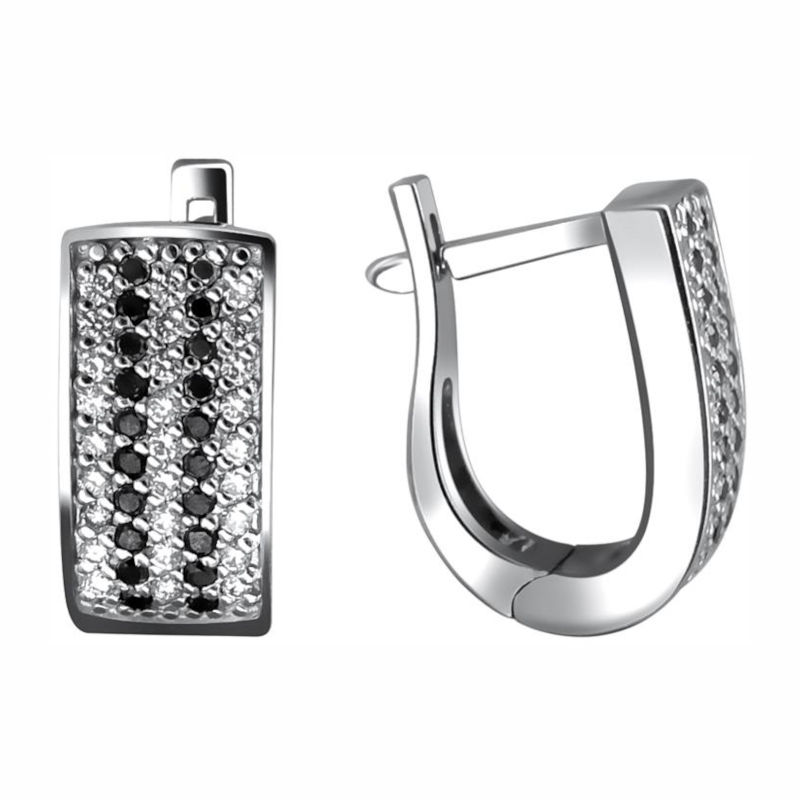 Серьги из белого золота 750 пробы с бриллиантами 01С672815-1