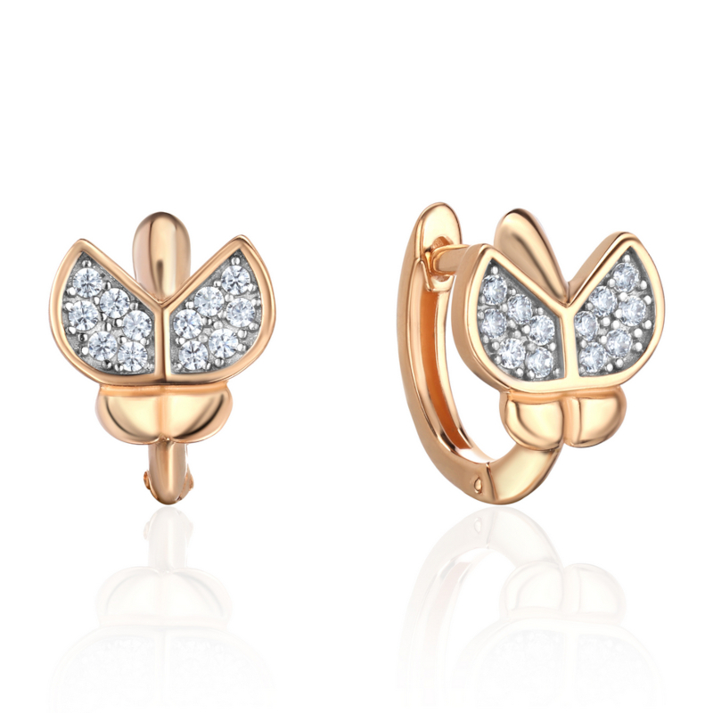 Серьги из красного золота 585 пробы с фианитами 01С1117004Р