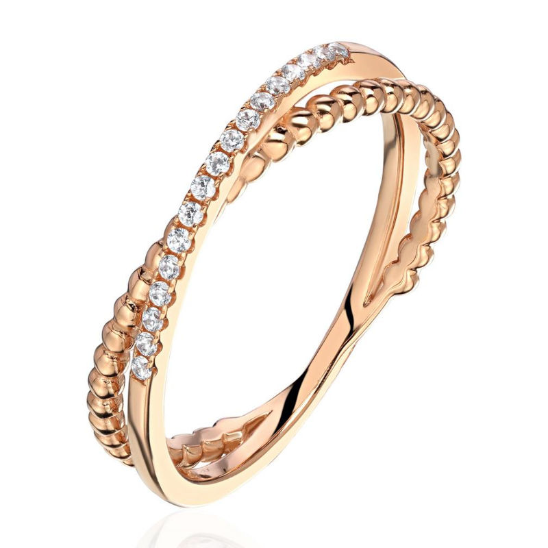 Кольцо из красного золота 585 пробы с бриллиантами 01К6114820-17