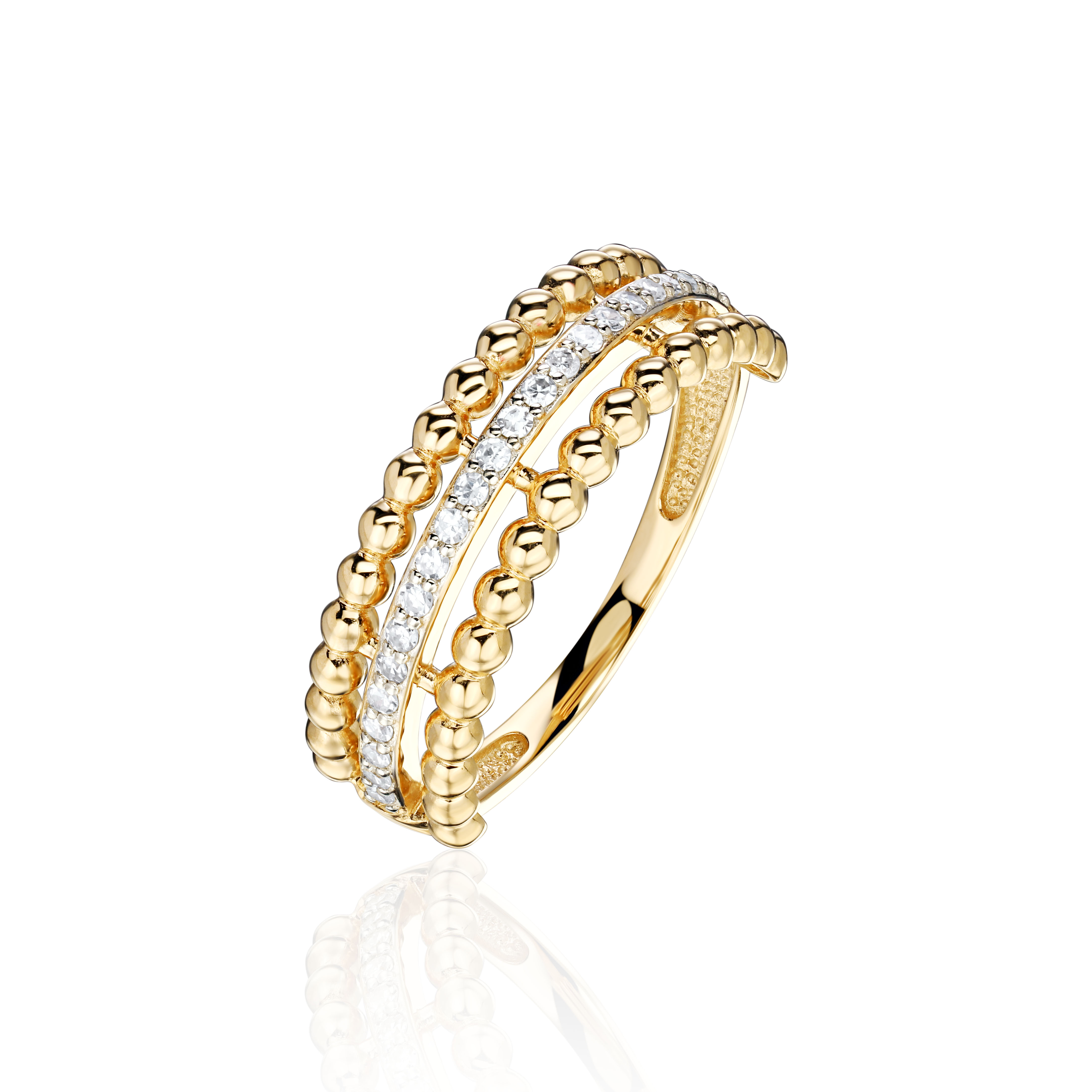 Кольцо из желтого золота 585 пробы с бриллиантами 01К6316937Р-17