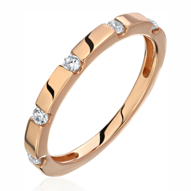 Кольцо из красного золота 585 пробы с фианитами 01К1114639