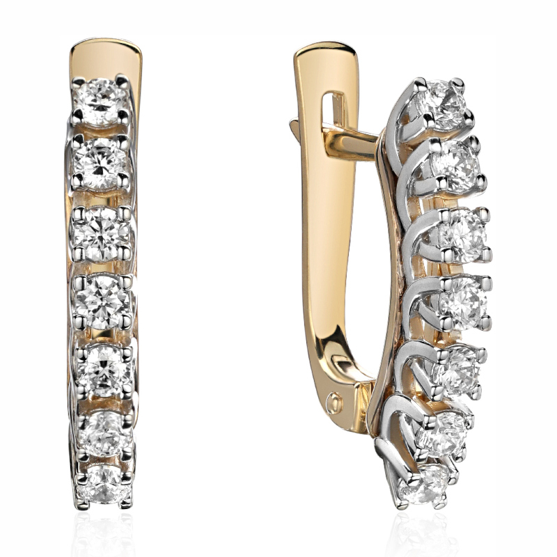 Серьги из желтого золота 585 пробы с фианитами 01С1315774Р