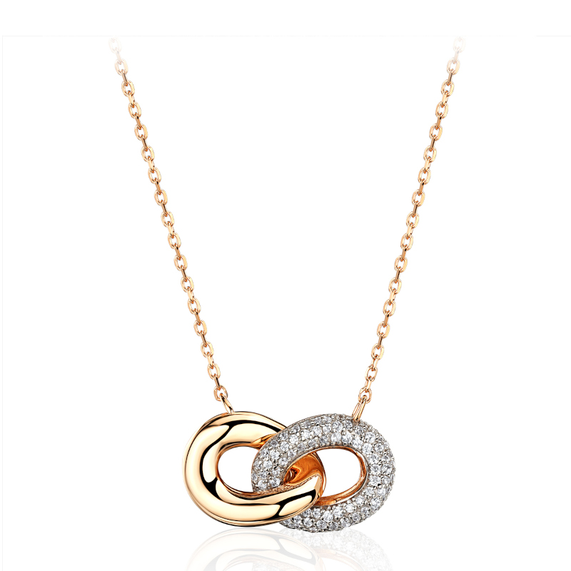 Колье из красного золота 585 пробы с фианитами 01Л112421