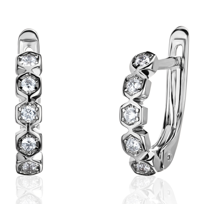 Серьги из белого золота 585 пробы с бриллиантами 01С6215589