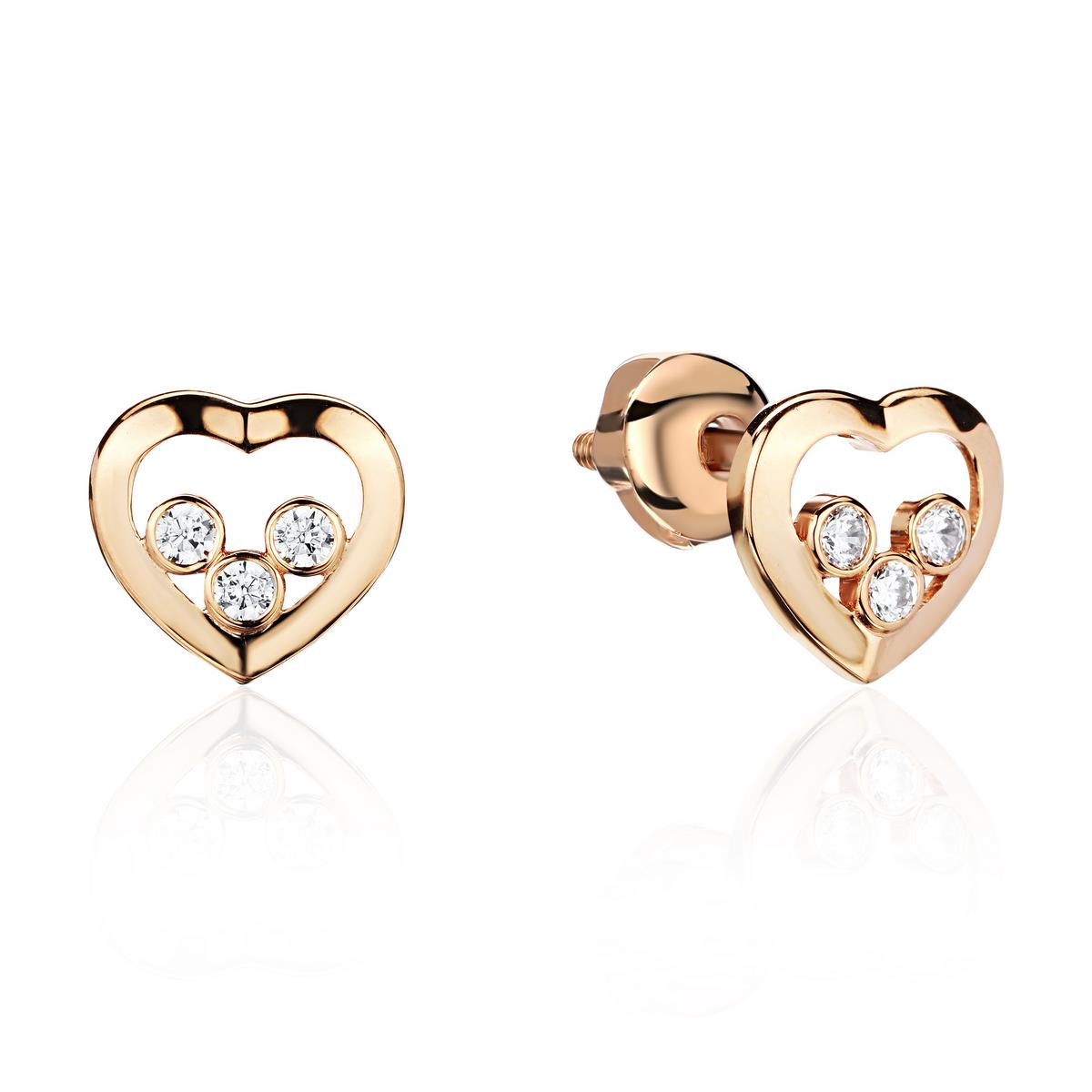 Серьги из красного золота 375 пробы с фианитами 01С1115100S