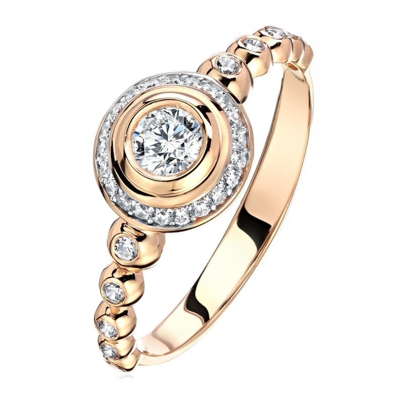 Кольцо из красного золота 585 пробы с фианитами 01К1115204Р