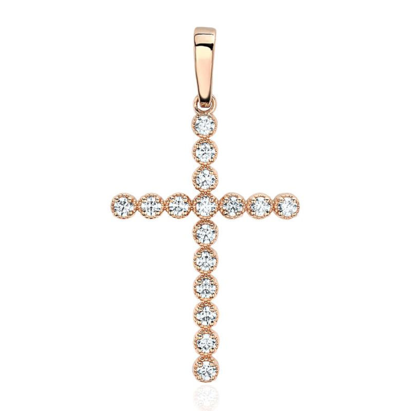Подвеска "Крест" из красного золота 585 пробы с бриллиантами 01Р611119-17