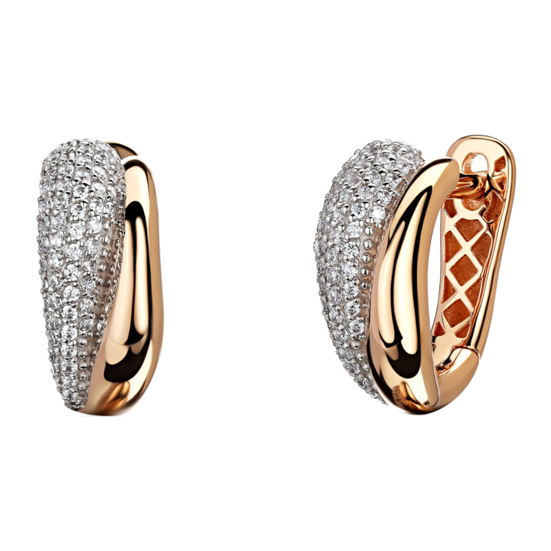 Серьги из красного золота 585 пробы с фианитами 01С1115645Р