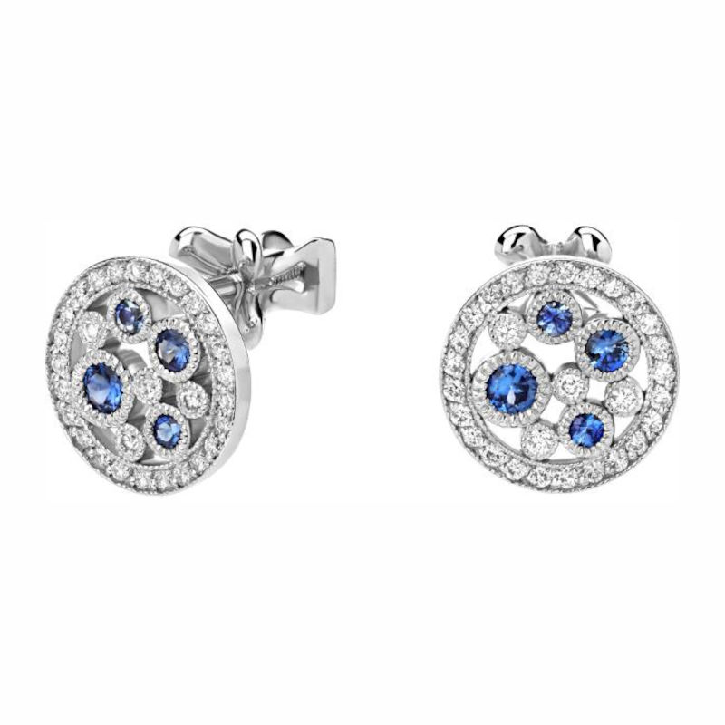 Серьги из белого золота 585 пробы с сапфирами и бриллиантами 01С6214759-1