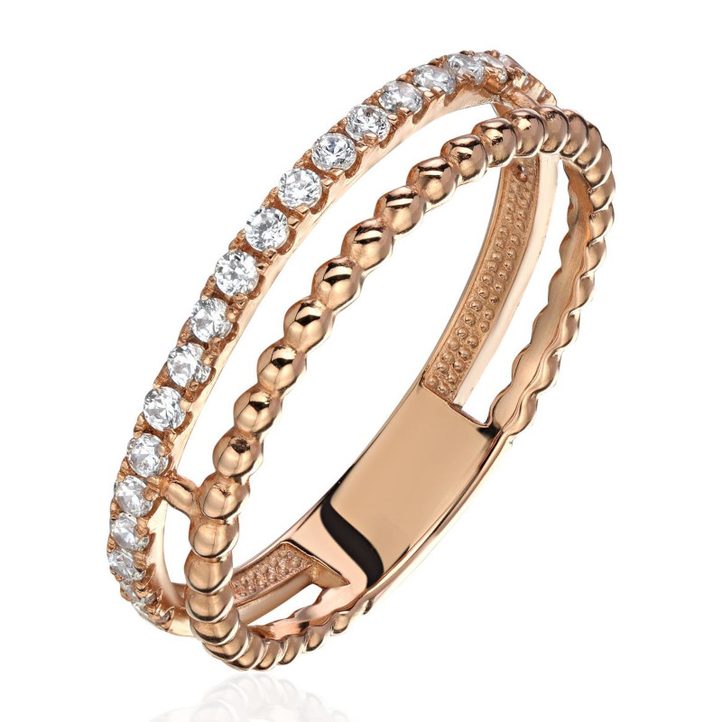 Кольцо из красного золота 375 пробы с фианитами 01К1114821S