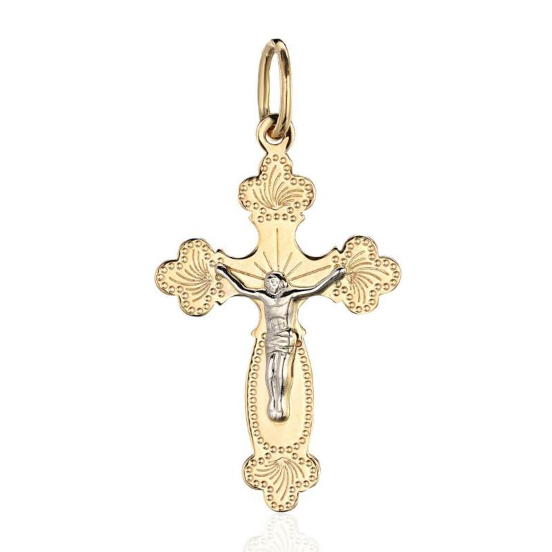 Подвеска из комбинированного золота 585 пробы без вставок 01Р060470Ж