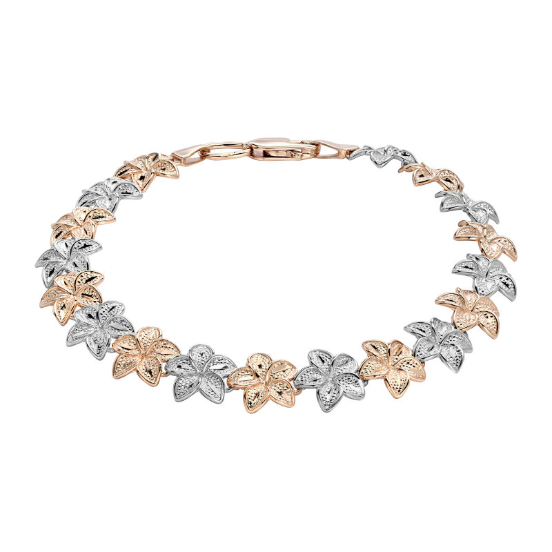 Браслет "Цветы" из двух цветов золота 585 пробы без вставок 01Б760321