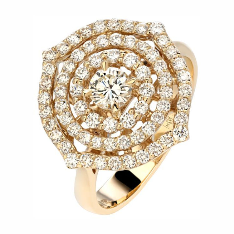 Кольцо из желтого золота 585 пробы с бриллиантами 01К6313546