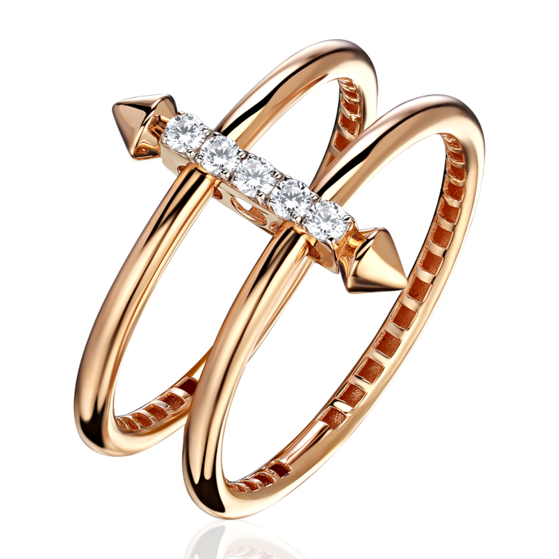 Кольцо из красного золота 585 пробы с фианитами 01К1116944Р