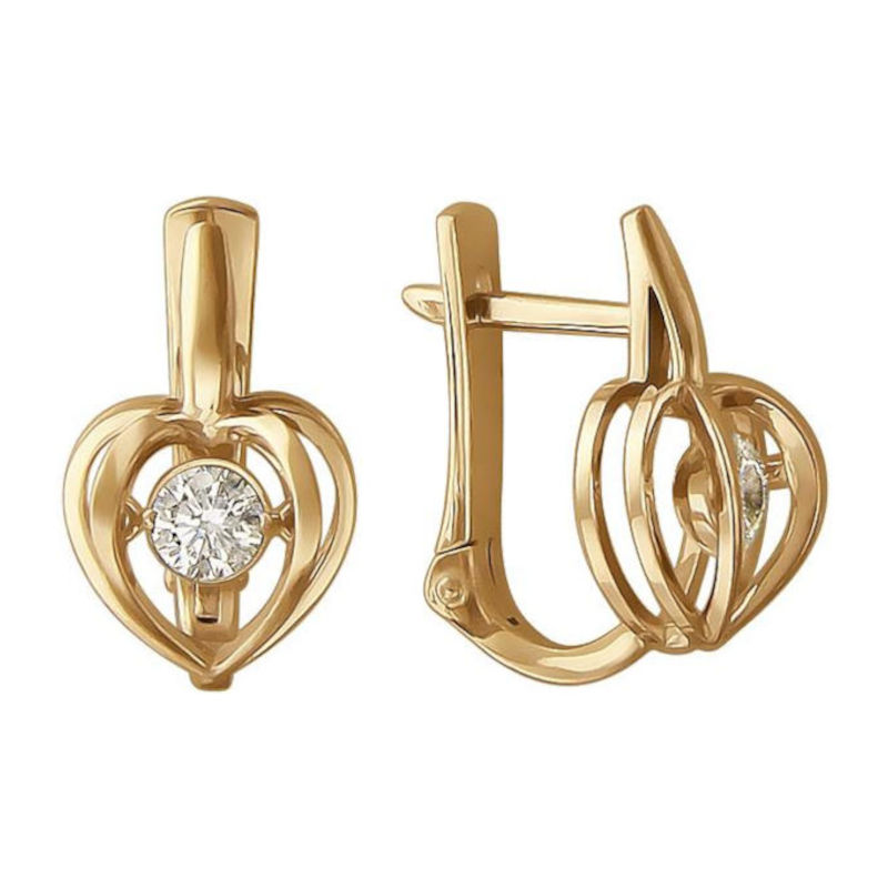 Серьги из красного золота 585 пробы с фианитами 01С117964