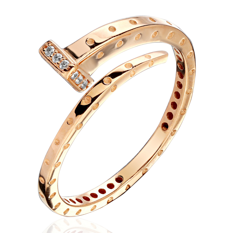 Кольцо из красного золота 585 пробы с фианитами 01К1114865