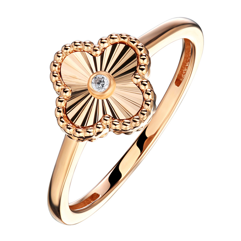 Кольцо из красного золота 585 пробы с фианитом 01К1115234