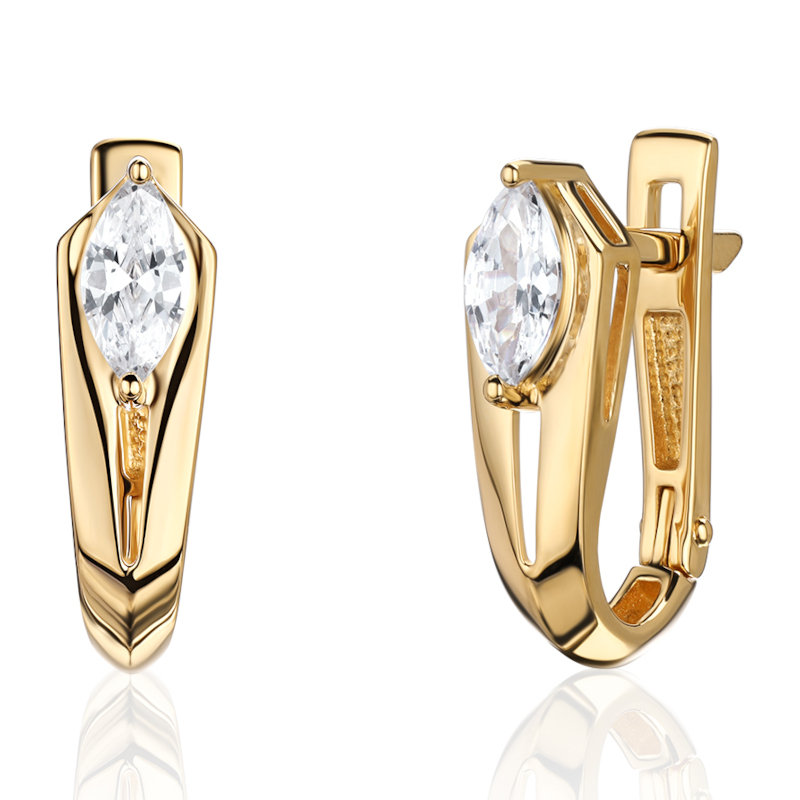 Серьги из желтого золота 585 пробы с фианитами 01С1315671