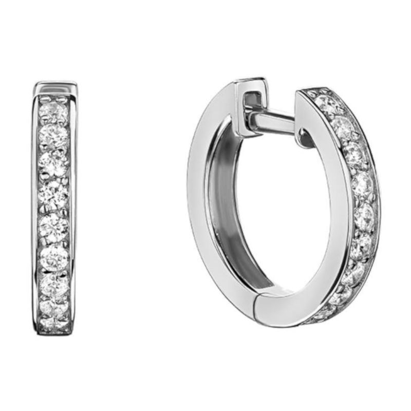 Серьги конго из белого золота 585 пробы с фианитами 01С1213916