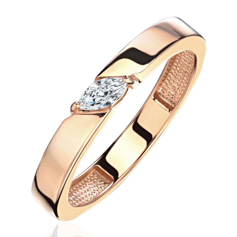 Кольцо из красного золота 585 пробы с фианитом 01К1115674