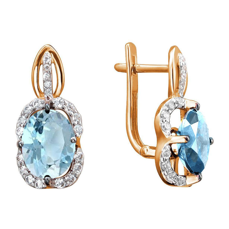 Серьги из золоченого серебра 925 пробы с фианитами и топазами 01С3513277РА-2