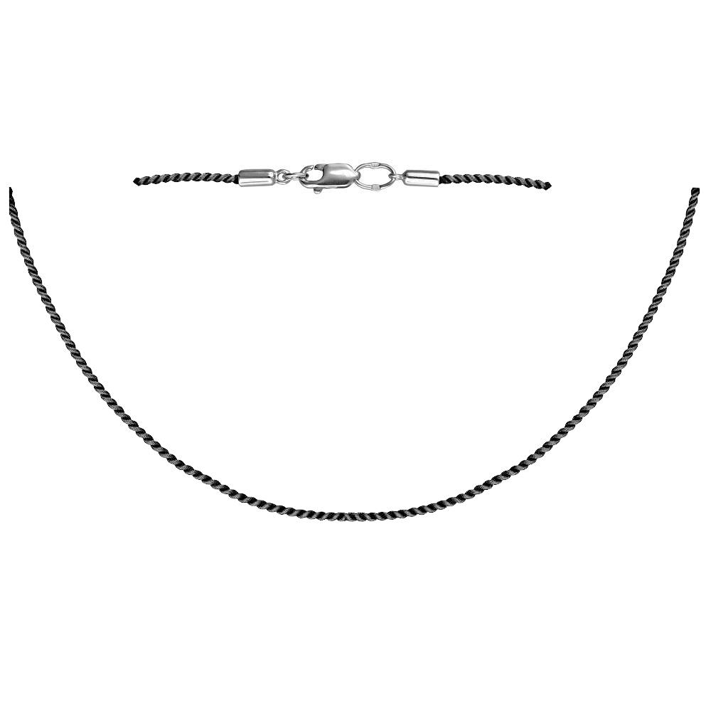 Колье из шелковой нити с серебряным замком 925 пробы 01Л051646-9
