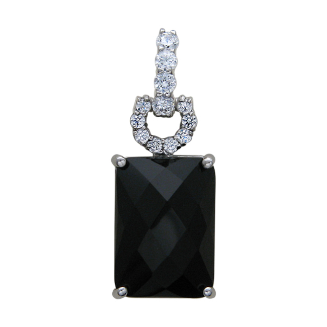 Подвеска из белого золота 585 пробы c агатом и фианитами 0РП420161