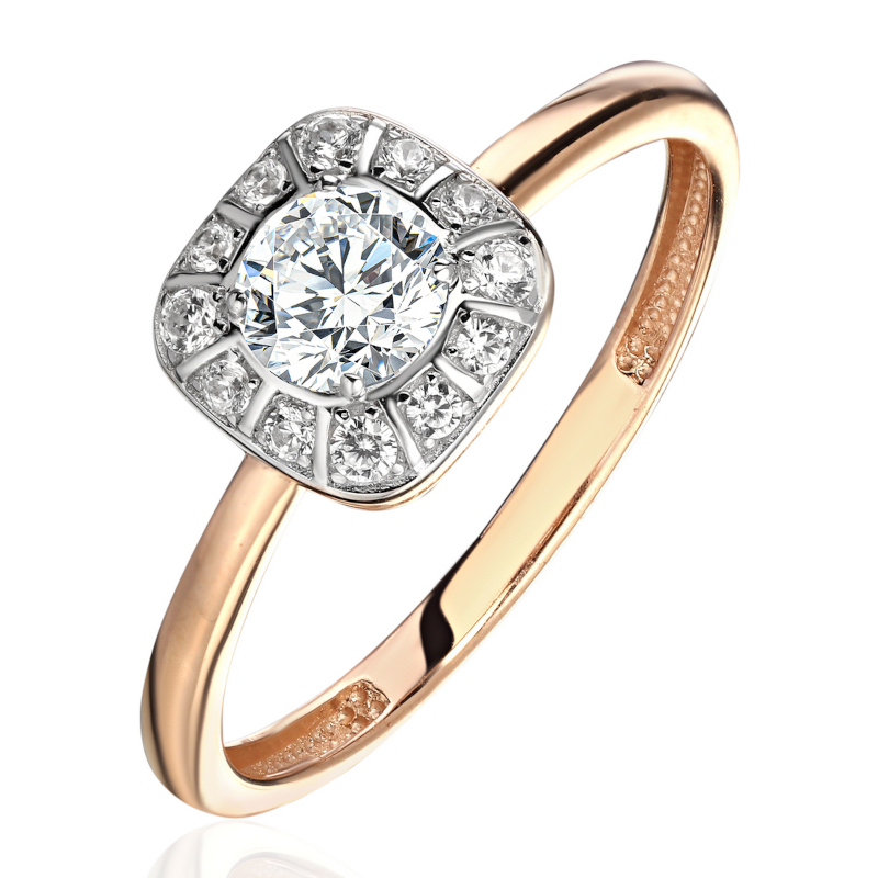 Кольцо из красного золота 585 с фианитами 01К1116184