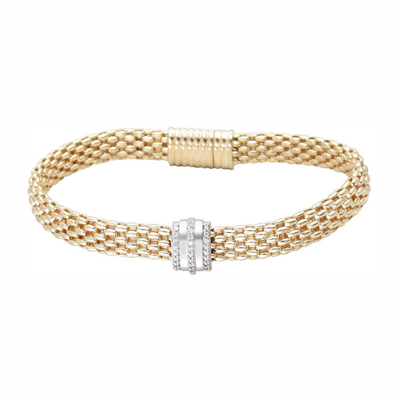 Браслет из комбинированного золота 585 пробы с фианитами 01Б162556Ж