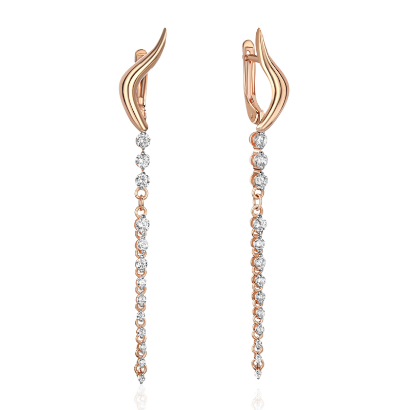 Серьги из красного золота 585 пробы с фианитами 01С1115715Р