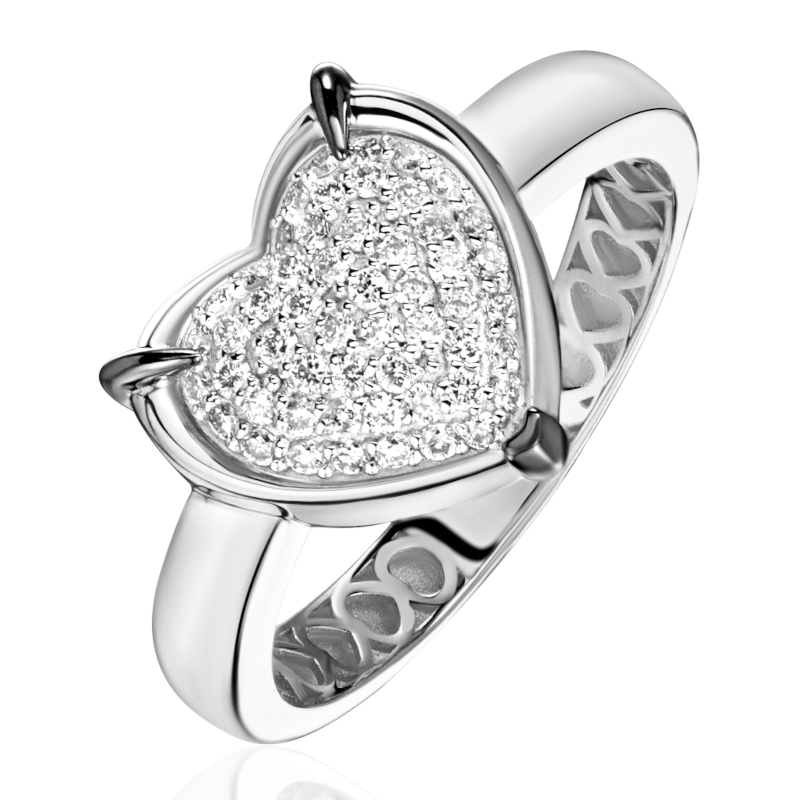 Кольцо из белого золота 585 пробы с бриллиантами 01К6215695