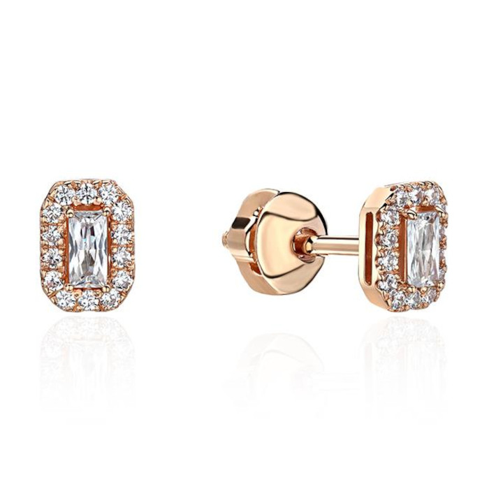 Серьги из красного золота 375 пробы с фианитами 01С1113759S