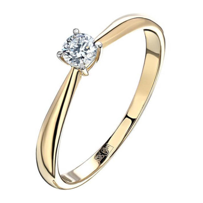 Кольцо из желтого золота 585 пробы с фианитом 01К1313937