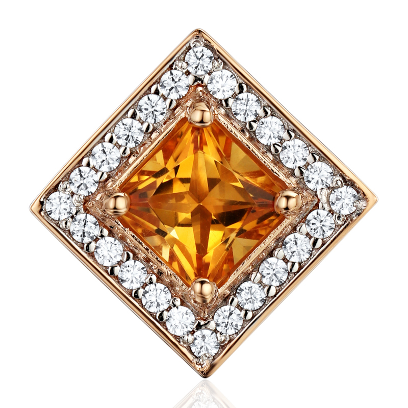 Подвеска из красного золота 585 пробы с цитрином и фианитами 01П3115406-1