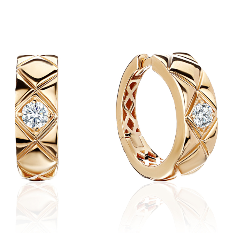 Серьги из желтого золота 585 пробы с фианитами 01С1315317