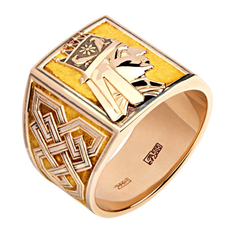 Кольцо из комбинированного золота 585 пробы без вставок 01Т065921L