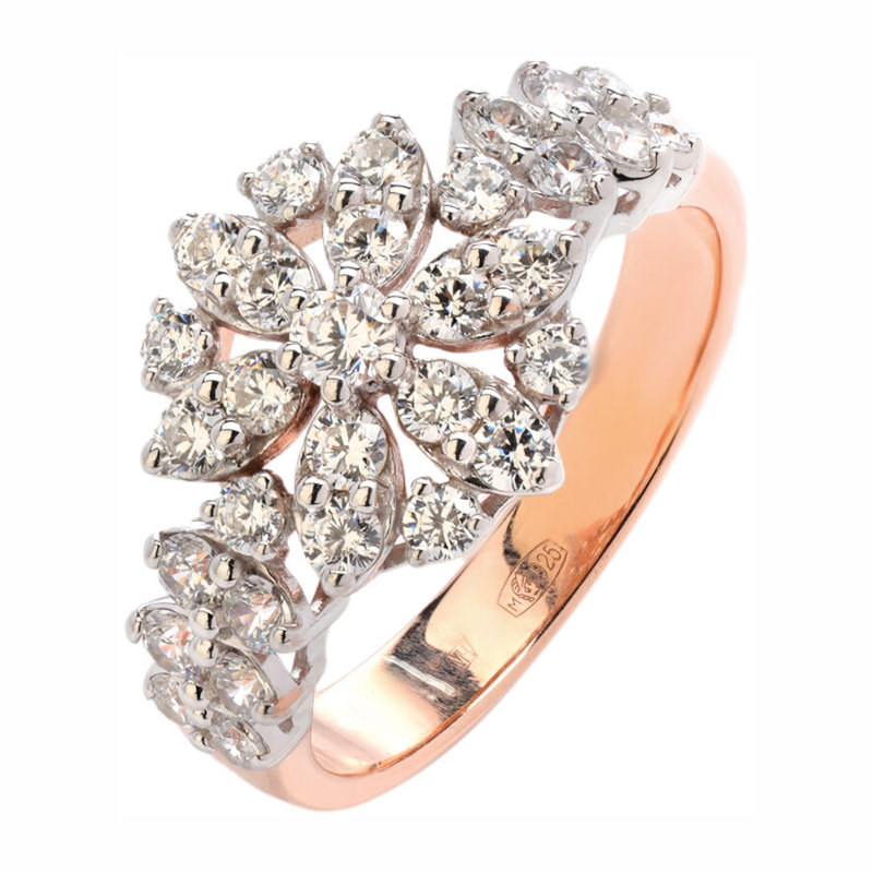 Кольцо из золоченого серебра 925 пробы с фианитами 01К1513650РА